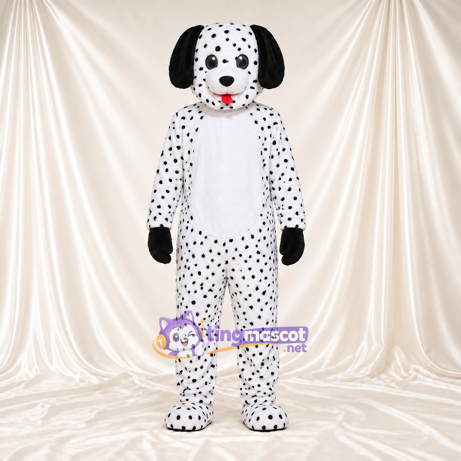 Black and White Dalmatian Mascot Costume - Black Gloves and Dense Small Spots Black and White Dalmatian Mascot Costume - Black Gloves and Dense Small Spots