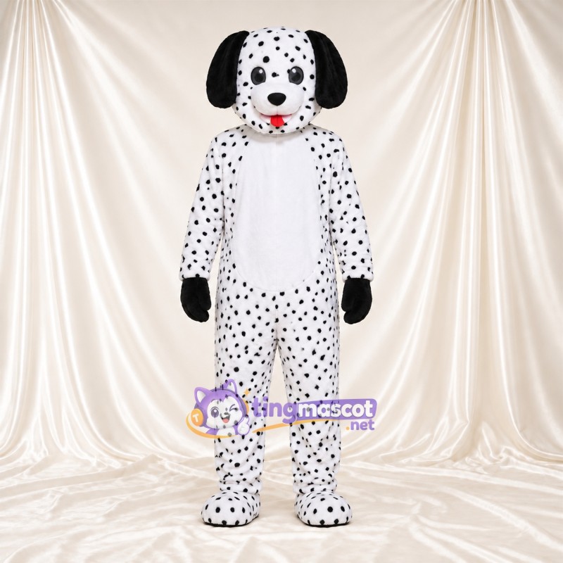 Black and White Dalmatian Mascot Costume - Black Gloves and Dense Small Spots Black and White Dalmatian Mascot Costume - Black Gloves and Dense Small Spots