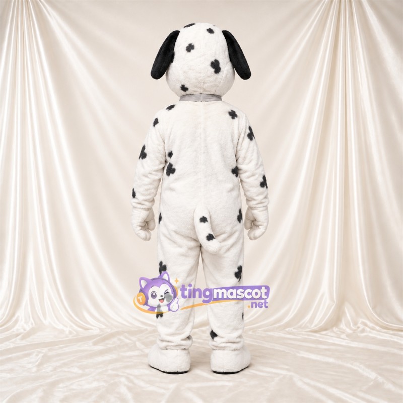 Black and White Dalmatian Mascot Costume - Gray Bow Tie and Sparse Black Spots Black and White Dalmatian Mascot Costume - Gray Bow Tie and Sparse Black Spots