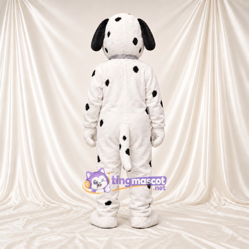 Black and White Dalmatian Mascot Costume - Gray Bow Tie and Sparse Black Spots Black and White Dalmatian Mascot Costume - Gray Bow Tie and Sparse Black Spots