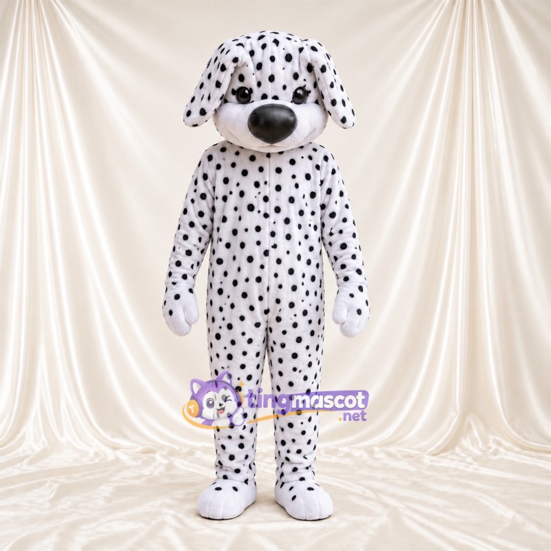 Maskottchenkostüm Dalmatiner – schwarz / weiß – Nase (schwarz); Dichte kleine Flecken Maskottchenkostüm Dalmatiner – schwarz / weiß – Nase (schwarz); Dichte kleine Flecken