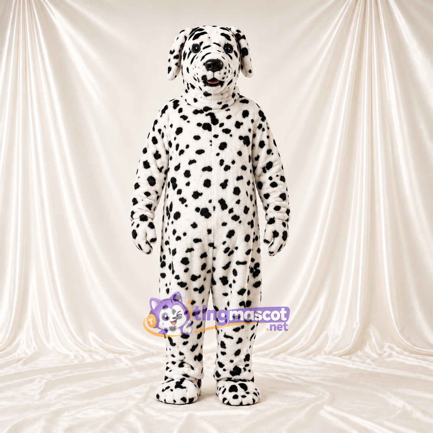 Black and White Dalmatian Mascot Costume - Black Collar and Black Spots Black and White Dalmatian Mascot Costume - Black Collar and Black Spots