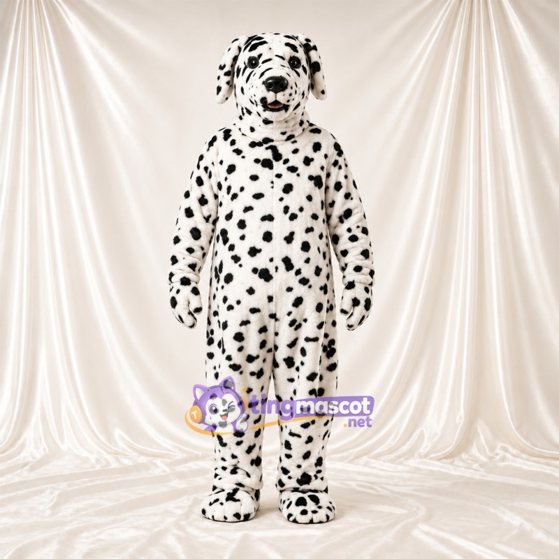 Black and White Dalmatian Mascot Costume - Black Collar and Black Spots Black and White Dalmatian Mascot Costume - Black Collar and Black Spots