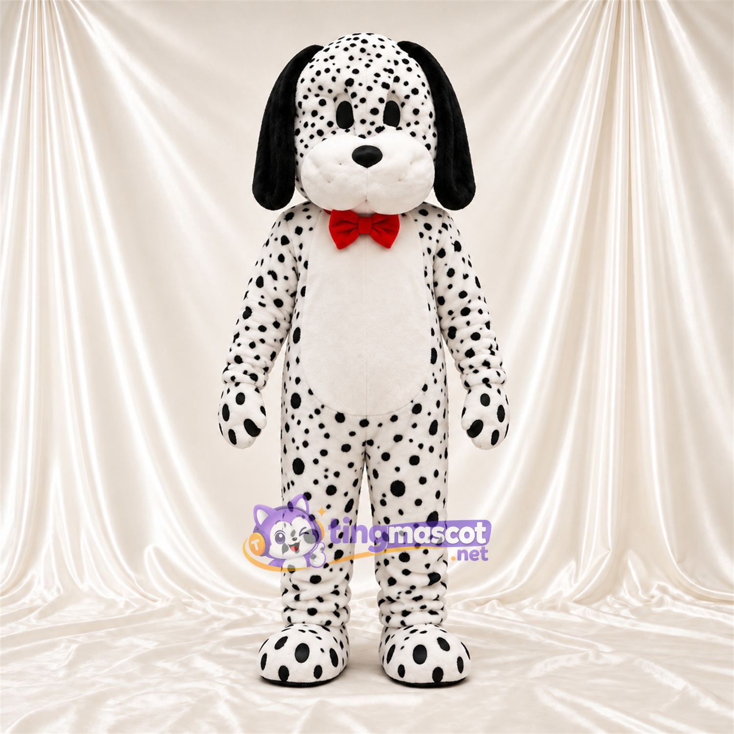 Black and White Dalmatian Mascot Costume - Red Bow Tie Black and White Dalmatian Mascot Costume - Red Bow Tie