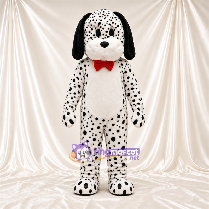 Black and White Dalmatian Mascot Costume - Red Bow Tie Black and White Dalmatian Mascot Costume - Red Bow Tie
