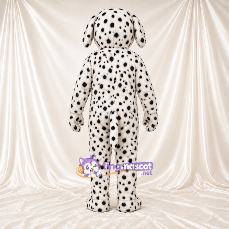 Maskottchenkostüm Dalmatiner – schwarz / weiß – Kragen (schwarz); Dichte kleine Flecken Maskottchenkostüm Dalmatiner – schwarz / weiß – Kragen (schwarz); Dichte kleine Flecken