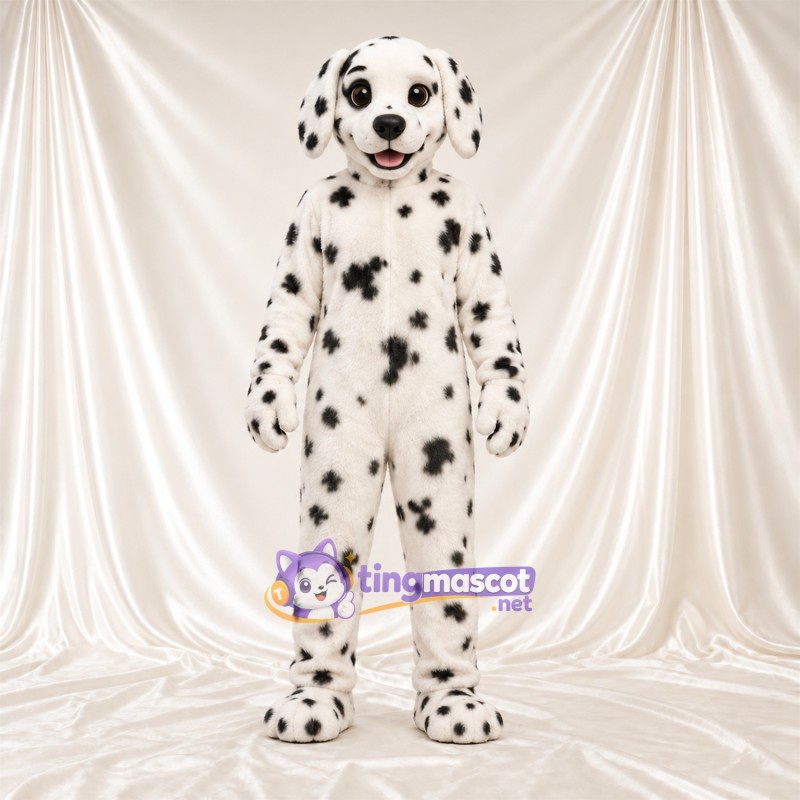 Costume de mascotte Dalmatien – noir / blanc – Bouche ouverte; Taches (noir) Costume de mascotte Dalmatien – noir / blanc – Bouche ouverte; Taches (noir)