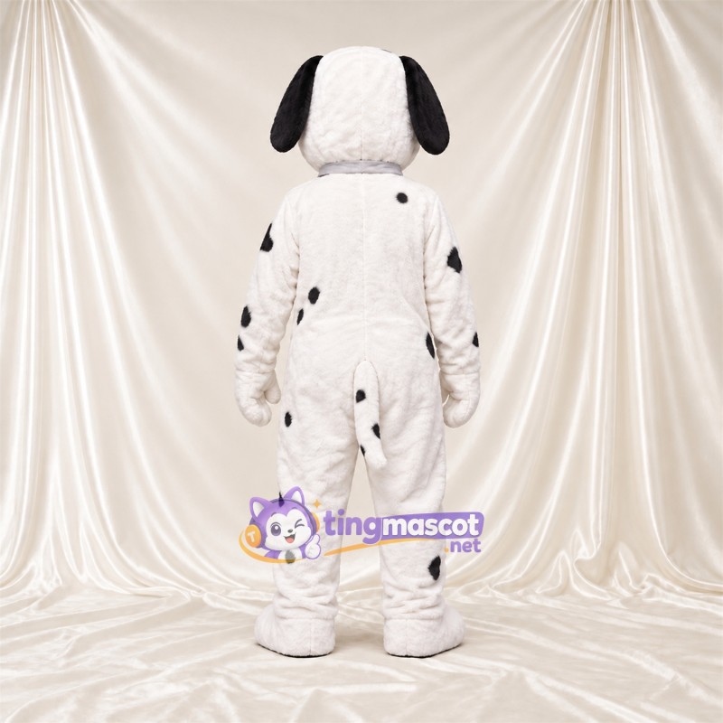Black and White Dalmatian Mascot Costume - Gray Bow Tie and Sparse Black Spots Black and White Dalmatian Mascot Costume - Gray Bow Tie and Sparse Black Spots
