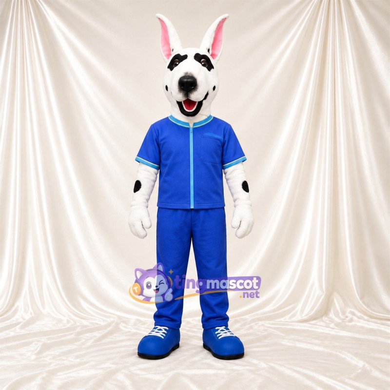 Costume de mascotte Lapin – blanc / noir – Survêtement (bleu) Costume de mascotte Lapin – blanc / noir – Survêtement (bleu)
