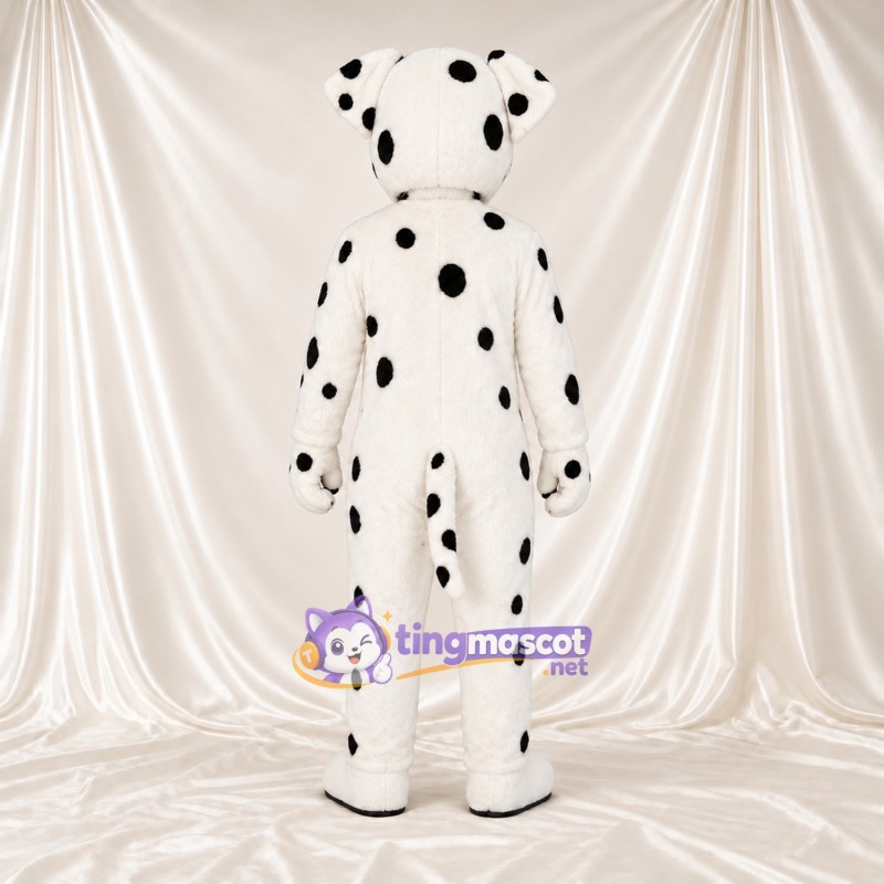 Black and White Dalmatian Mascot Costume - Pink Tongue and Sparse Black Spots Black and White Dalmatian Mascot Costume - Pink Tongue and Sparse Black Spots