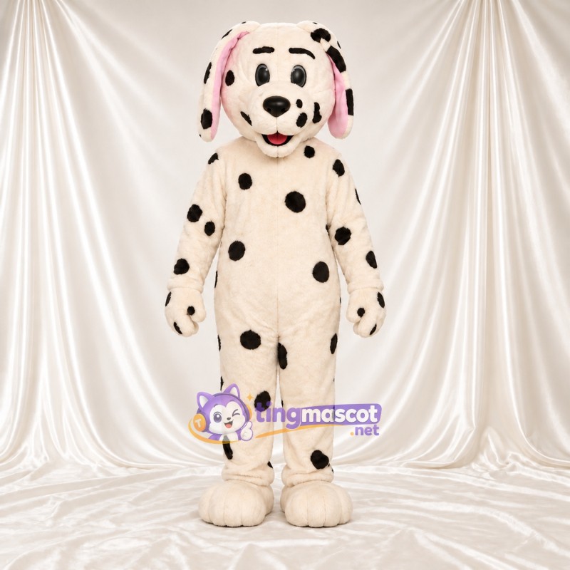 Maskottchenkostüm Dalmatiner – creme / schwarz – Ohreninnenseiten (rosa); Flecken Maskottchenkostüm Dalmatiner – creme / schwarz – Ohreninnenseiten (rosa); Flecken