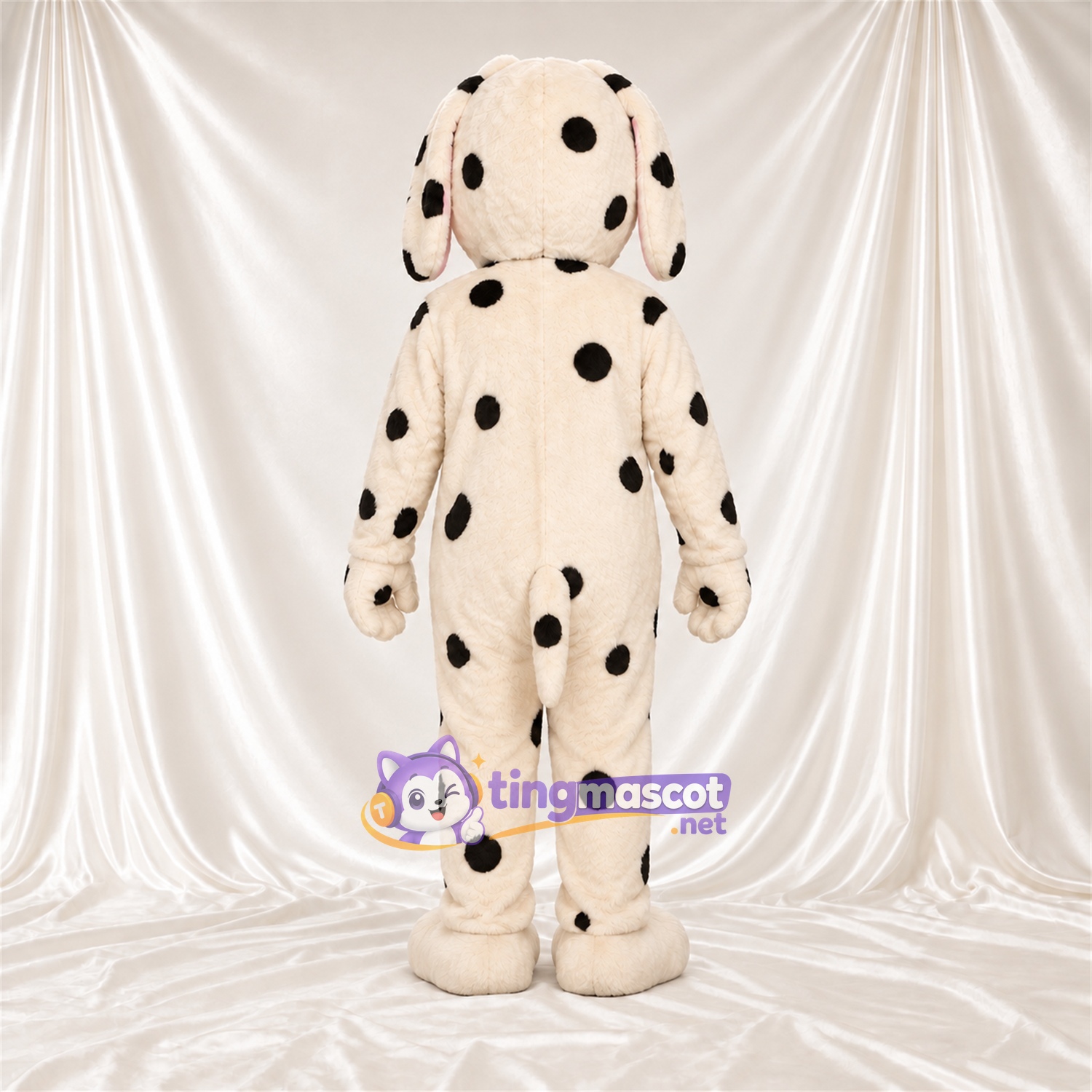 Maskottchenkostüm Dalmatiner – creme / schwarz – Ohreninnenseiten (rosa); Flecken Maskottchenkostüm Dalmatiner – creme / schwarz – Ohreninnenseiten (rosa); Flecken