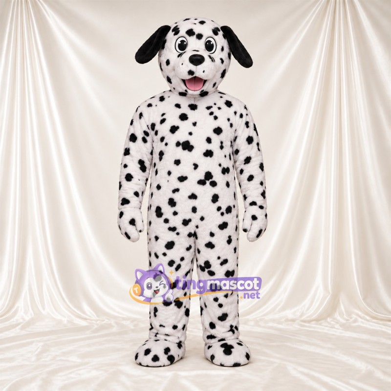Maskottchenkostüm Dalmatiner – schwarz / weiß – Schlappohren (schwarz); Zunge (rosa) Maskottchenkostüm Dalmatiner – schwarz / weiß – Schlappohren (schwarz); Zunge (rosa)