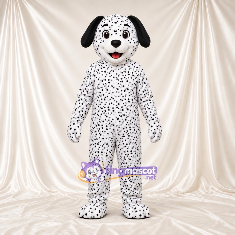 Costume de mascotte Dalmatien – noir / blanc – Longue queue; Petites taches serrées Costume de mascotte Dalmatien – noir / blanc – Longue queue; Petites taches serrées