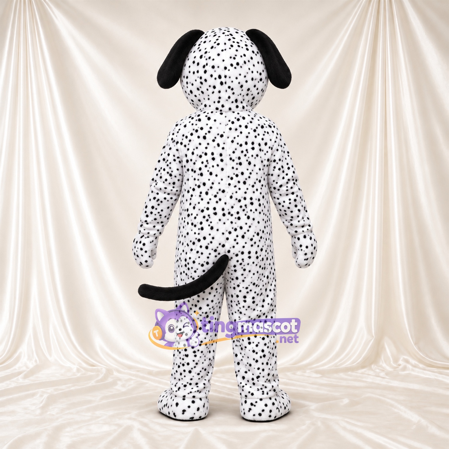 Costume de mascotte Dalmatien – noir / blanc – Longue queue; Petites taches serrées Costume de mascotte Dalmatien – noir / blanc – Longue queue; Petites taches serrées