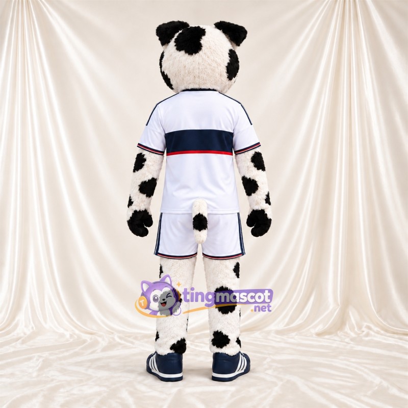 Black and White Dalmatian Mascot Costume - White Sports Uniform Black and White Dalmatian Mascot Costume - White Sports Uniform