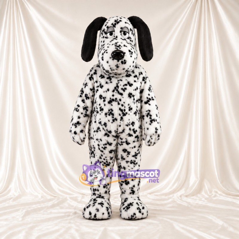 Maskottchenkostüm Dalmatiner – schwarz / weiß – Schlappohren (schwarz); Dichte kleine Flecken Maskottchenkostüm Dalmatiner – schwarz / weiß – Schlappohren (schwarz); Dichte kleine Flecken