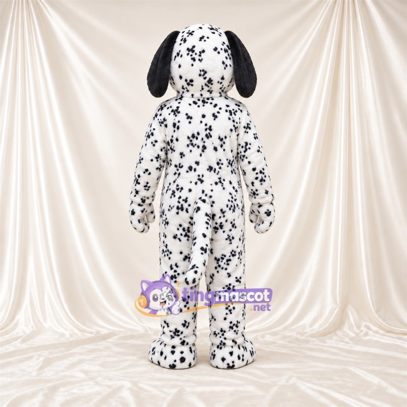 Maskottchenkostüm Dalmatiner – schwarz / weiß – Schlappohren (schwarz); Dichte kleine Flecken Maskottchenkostüm Dalmatiner – schwarz / weiß – Schlappohren (schwarz); Dichte kleine Flecken