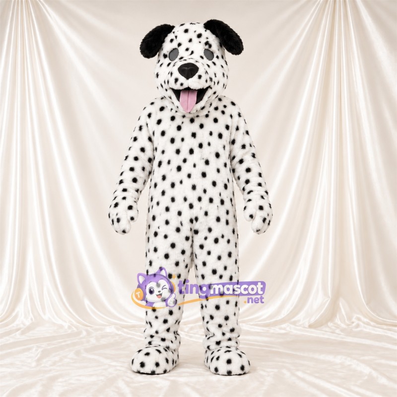 Maskottchenkostüm Dalmatiner – schwarz / weiß – Schlappohren (schwarz); Zunge (rosa) Maskottchenkostüm Dalmatiner – schwarz / weiß – Schlappohren (schwarz); Zunge (rosa)