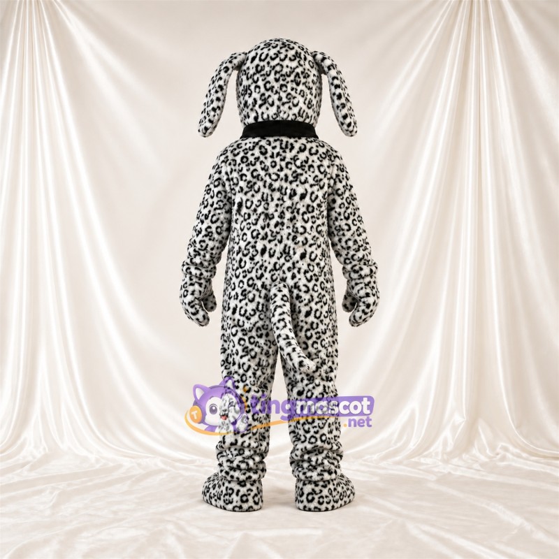Black and White Dalmatian Mascot Costume - Black Collar and Dense Small Spots Black and White Dalmatian Mascot Costume - Black Collar and Dense Small Spots