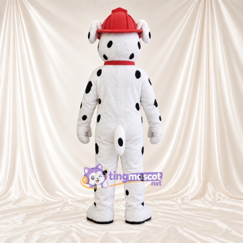 Costume de mascotte Dalmatien – noir / blanc – Casque; Col (rouge) Costume de mascotte Dalmatien – noir / blanc – Casque; Col (rouge)