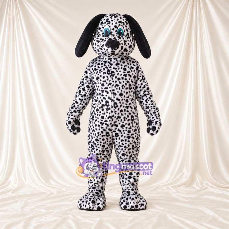 Maskottchenkostüm Dalmatiner – schwarz / weiß – Augen (blau); Dichte kleine Flecken Maskottchenkostüm Dalmatiner – schwarz / weiß – Augen (blau); Dichte kleine Flecken
