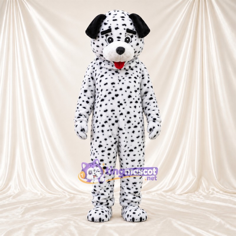 Black and White Dalmatian Mascot Costume - Red Tongue and Dense Small Spots Black and White Dalmatian Mascot Costume - Red Tongue and Dense Small Spots