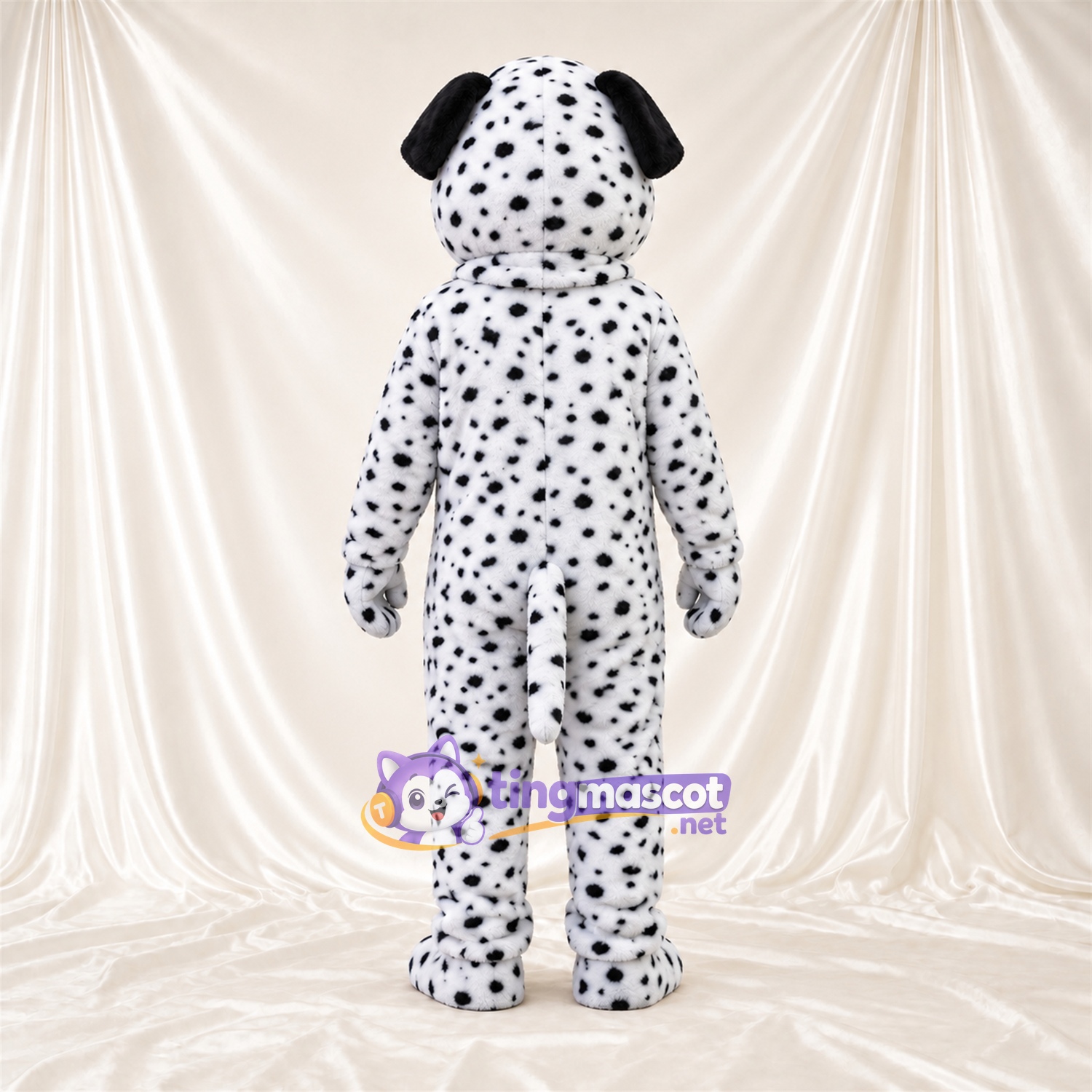 Black and White Dalmatian Mascot Costume - Red Tongue and Dense Small Spots Black and White Dalmatian Mascot Costume - Red Tongue and Dense Small Spots
