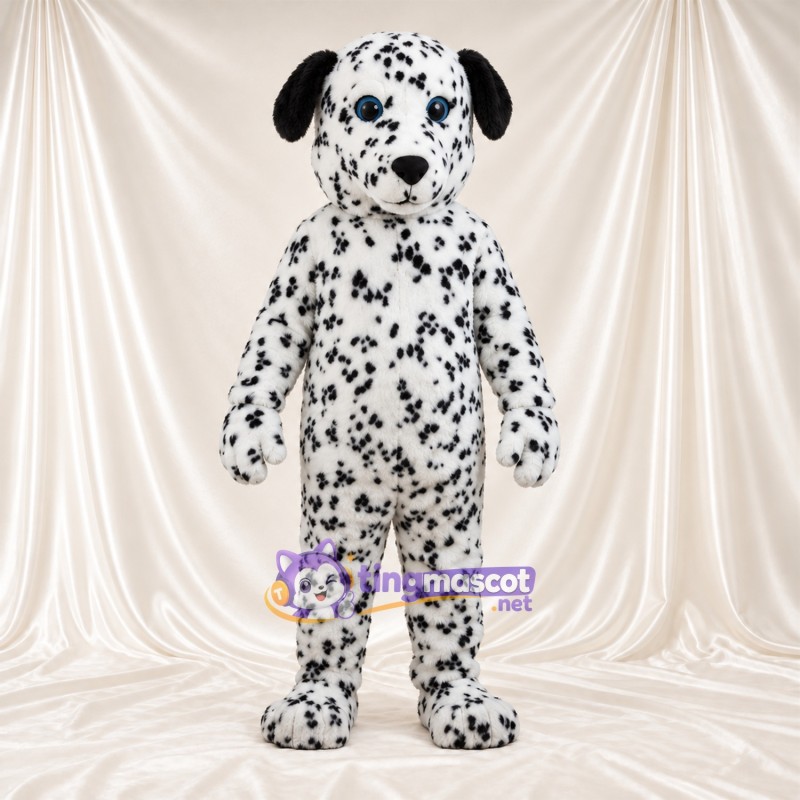 Maskottchenkostüm Dalmatiner – schwarz / weiß – Augen (blau); Dichte kleine Flecken Maskottchenkostüm Dalmatiner – schwarz / weiß – Augen (blau); Dichte kleine Flecken