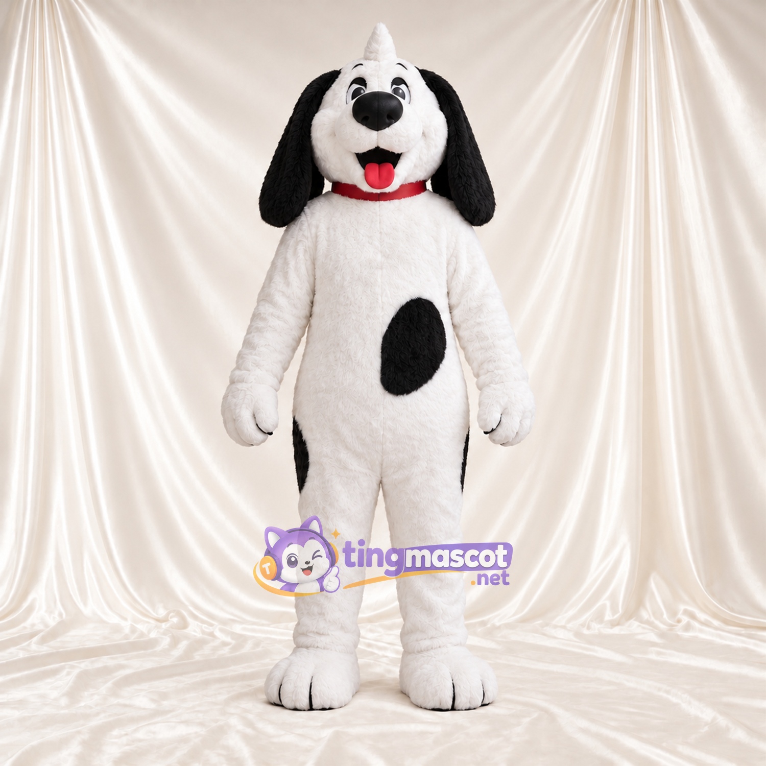 Black and White Dalmatian Mascot Costume - Head Tuft and Red Collar Black and White Dalmatian Mascot Costume - Head Tuft and Red Collar
