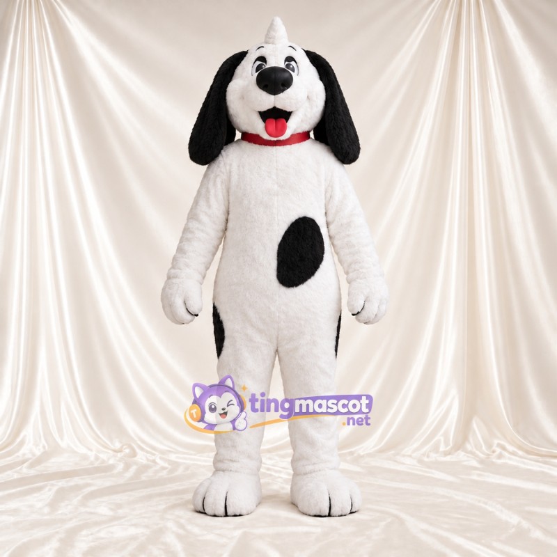 Black and White Dalmatian Mascot Costume - Head Tuft and Red Collar Black and White Dalmatian Mascot Costume - Head Tuft and Red Collar