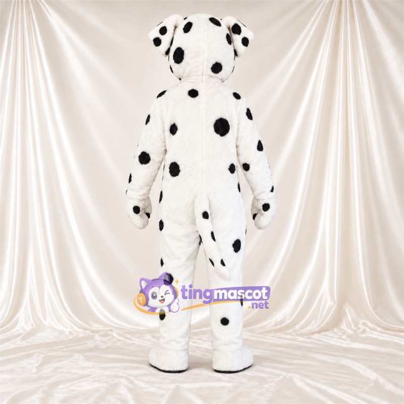 Black and White Dalmatian Mascot Costume - Pink Tongue and Sparse Black Spots Black and White Dalmatian Mascot Costume - Pink Tongue and Sparse Black Spots