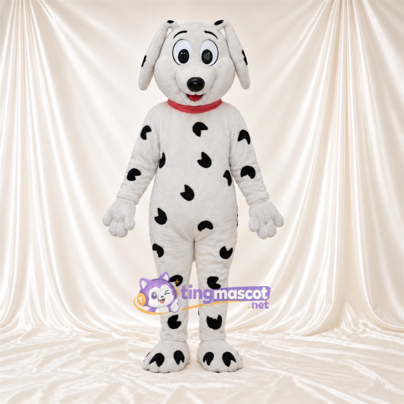 Black and White Dalmatian Mascot Costume - White Gloves and Red Collar Black and White Dalmatian Mascot Costume - White Gloves and Red Collar