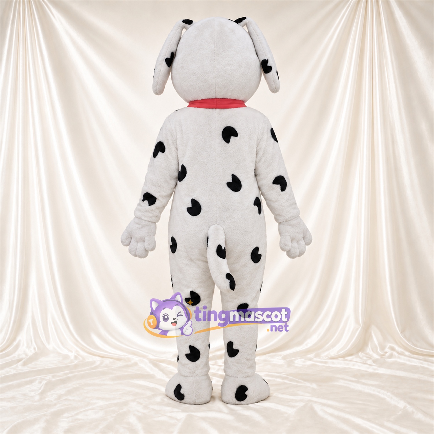 Black and White Dalmatian Mascot Costume - White Gloves and Red Collar Black and White Dalmatian Mascot Costume - White Gloves and Red Collar