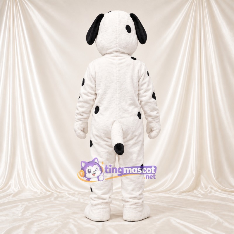 Black and White Dalmatian Mascot Costume - Gray Bow Tie and Sparse Black Spots Black and White Dalmatian Mascot Costume - Gray Bow Tie and Sparse Black Spots