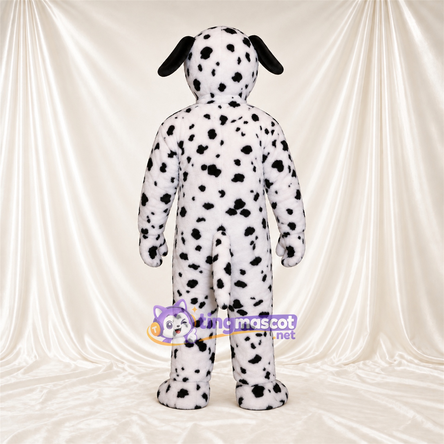 Maskottchenkostüm Dalmatiner – schwarz / weiß – Schlappohren (schwarz); Zunge (rosa) Maskottchenkostüm Dalmatiner – schwarz / weiß – Schlappohren (schwarz); Zunge (rosa)