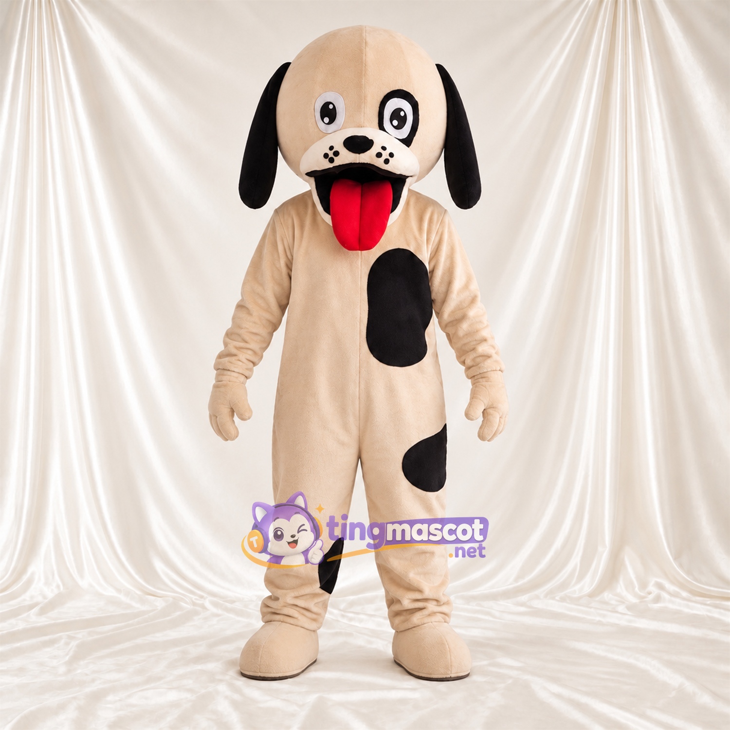 Maskottchenkostüm Dalmatiner – creme / schwarz – Schlappohren (schwarz); Flecken (schwarz) Maskottchenkostüm Dalmatiner – creme / schwarz – Schlappohren (schwarz); Flecken (schwarz)