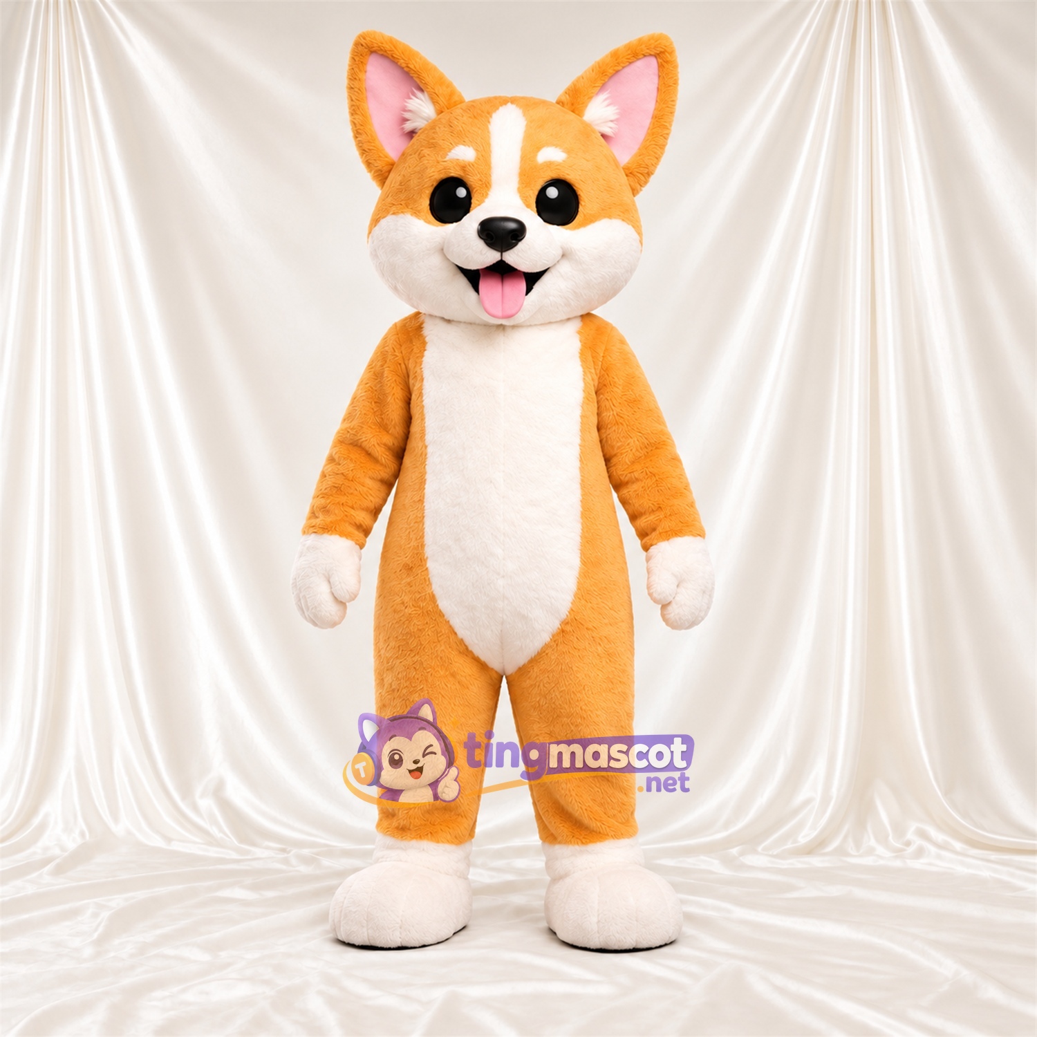 Maskottchenkostüm Corgi – orange / weiß Maskottchenkostüm Corgi – orange / weiß