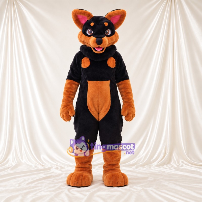 Black and Orange Fox Mascot Costume Black and Orange Fox Mascot Costume