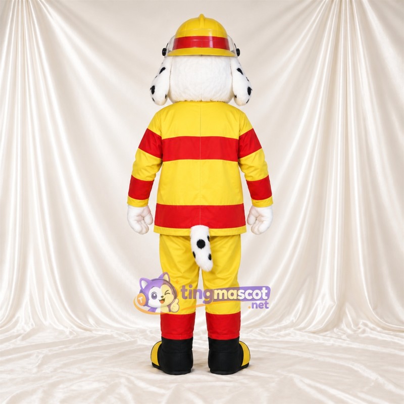 Black and White Dalmatian Mascot Costume - Yellow and Red Firefighter Uniform Black and White Dalmatian Mascot Costume - Yellow and Red Firefighter Uniform