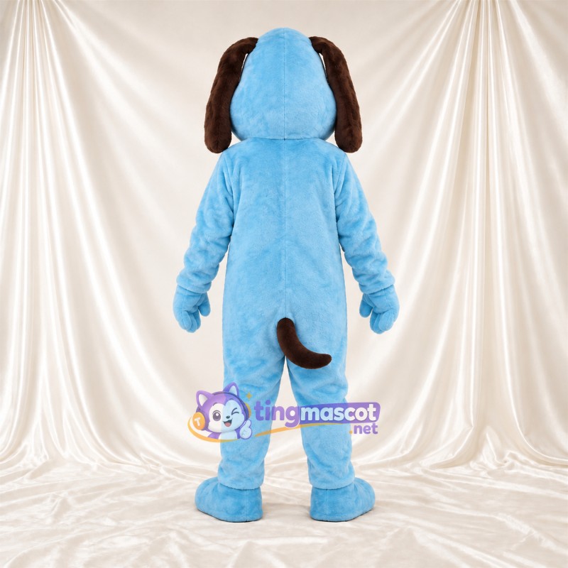 Costume de mascotte Chien – bleu – Oreilles tombantes (marron); Nez (noir) Costume de mascotte Chien – bleu – Oreilles tombantes (marron); Nez (noir)