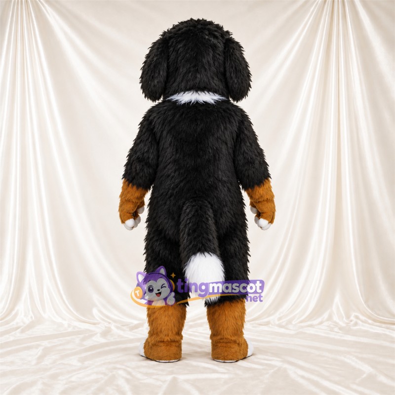 Black, Brown and White Dog Mascot Costume - White Belly and Brown Hands Black, Brown and White Dog Mascot Costume - White Belly and Brown Hands