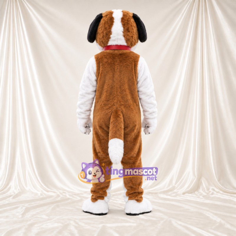 Maskottchenkostüm Hund – braun / weiß – Fliege Maskottchenkostüm Hund – braun / weiß – Fliege