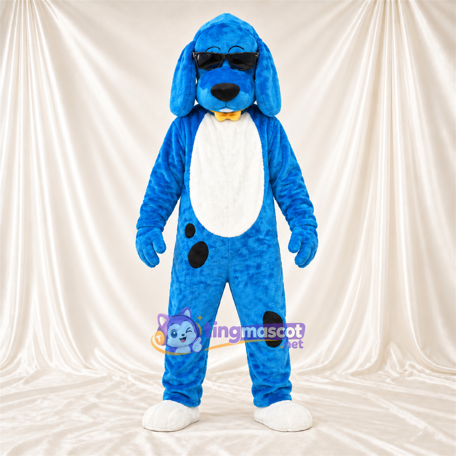 Costume de mascotte Chien – bleu – Taches (noir) Costume de mascotte Chien – bleu – Taches (noir)