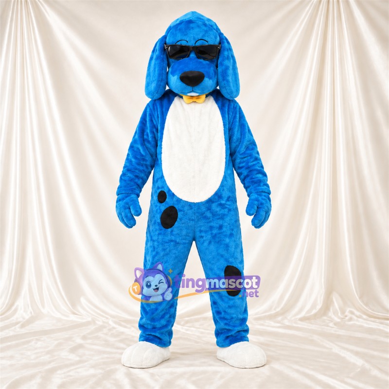 Costume de mascotte Chien – bleu – Taches (noir) Costume de mascotte Chien – bleu – Taches (noir)