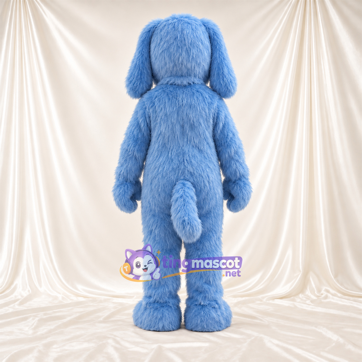 Costume de mascotte Chien – bleu – Langue (rose); Fourrure hirsute Costume de mascotte Chien – bleu – Langue (rose); Fourrure hirsute