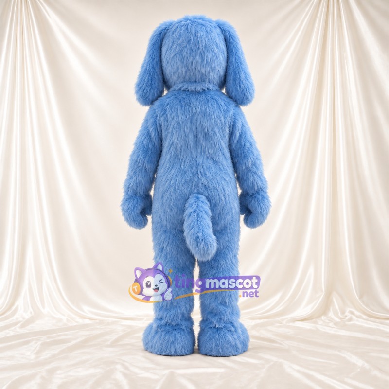Costume de mascotte Chien – bleu – Langue (rose); Fourrure hirsute Costume de mascotte Chien – bleu – Langue (rose); Fourrure hirsute