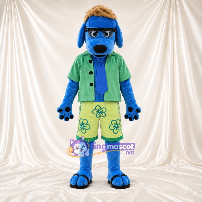 Costume de mascotte Chien – bleu – Chemise (vert); Short Costume de mascotte Chien – bleu – Chemise (vert); Short