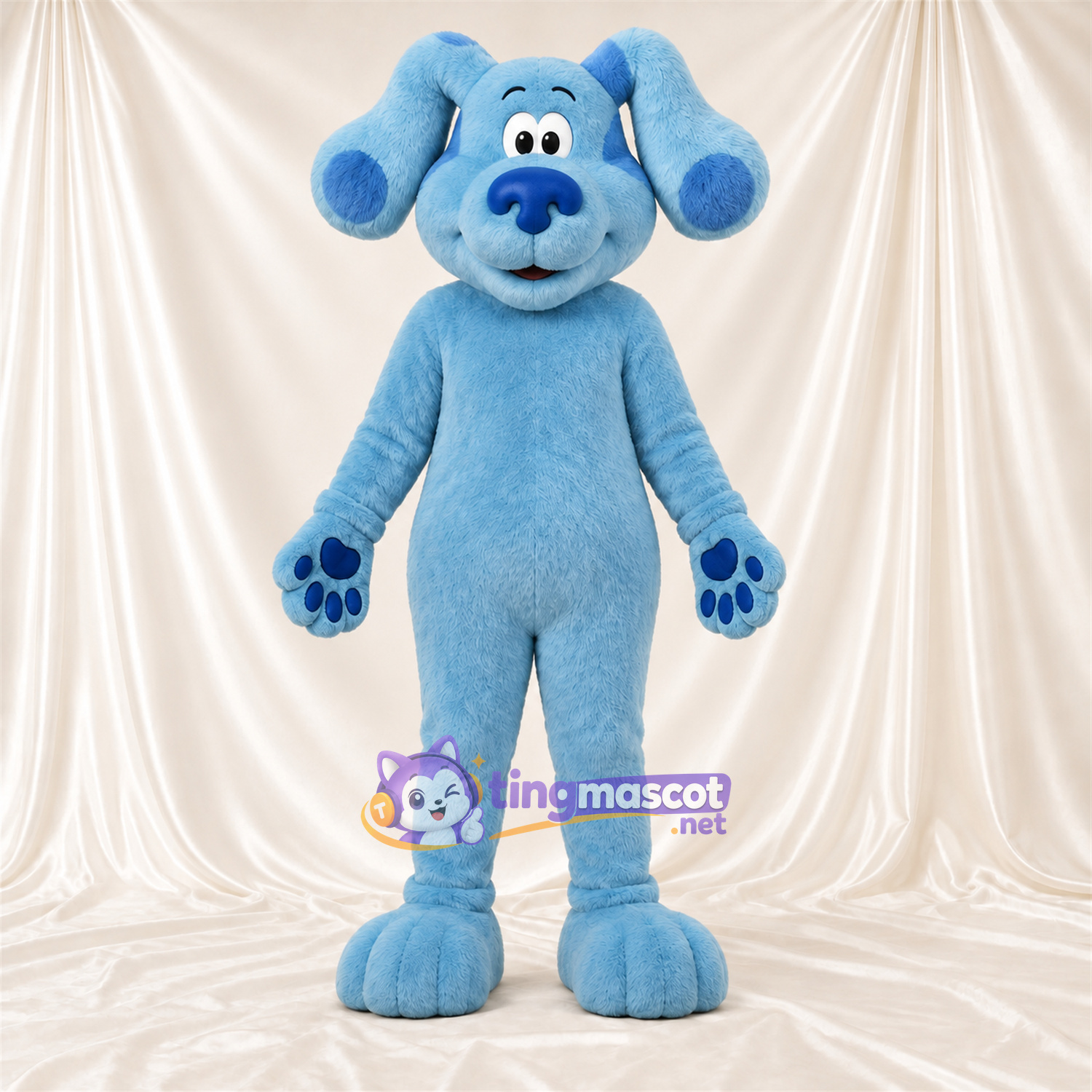 Costume de mascotte Chien – bleu – Oreilles tombantes; Coussinets (bleu)