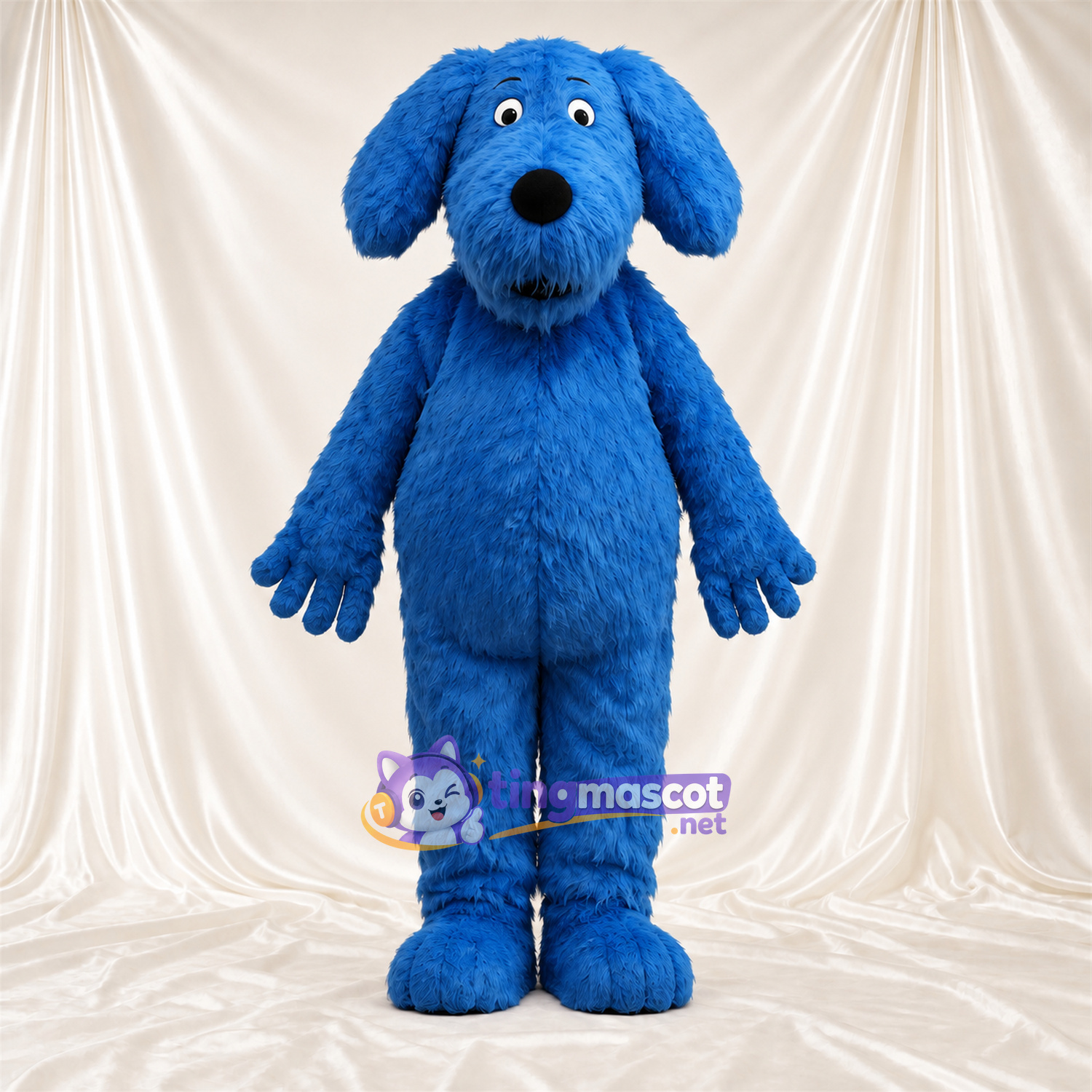Costume de mascotte Chien – bleu – Oreilles tombantes; Fourrure hirsute Costume de mascotte Chien – bleu – Oreilles tombantes; Fourrure hirsute